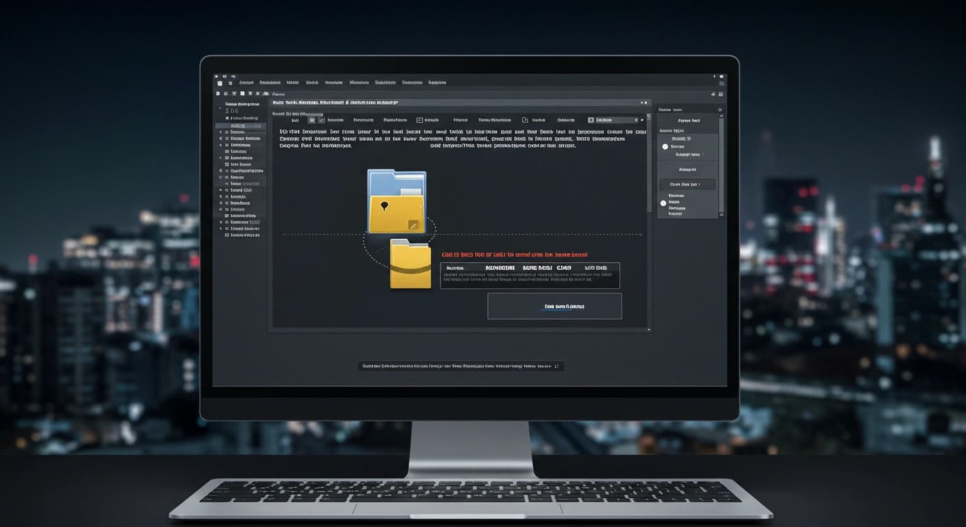 A system being locked by a ransomware attack, with encrypted files and a ransom demand screen.